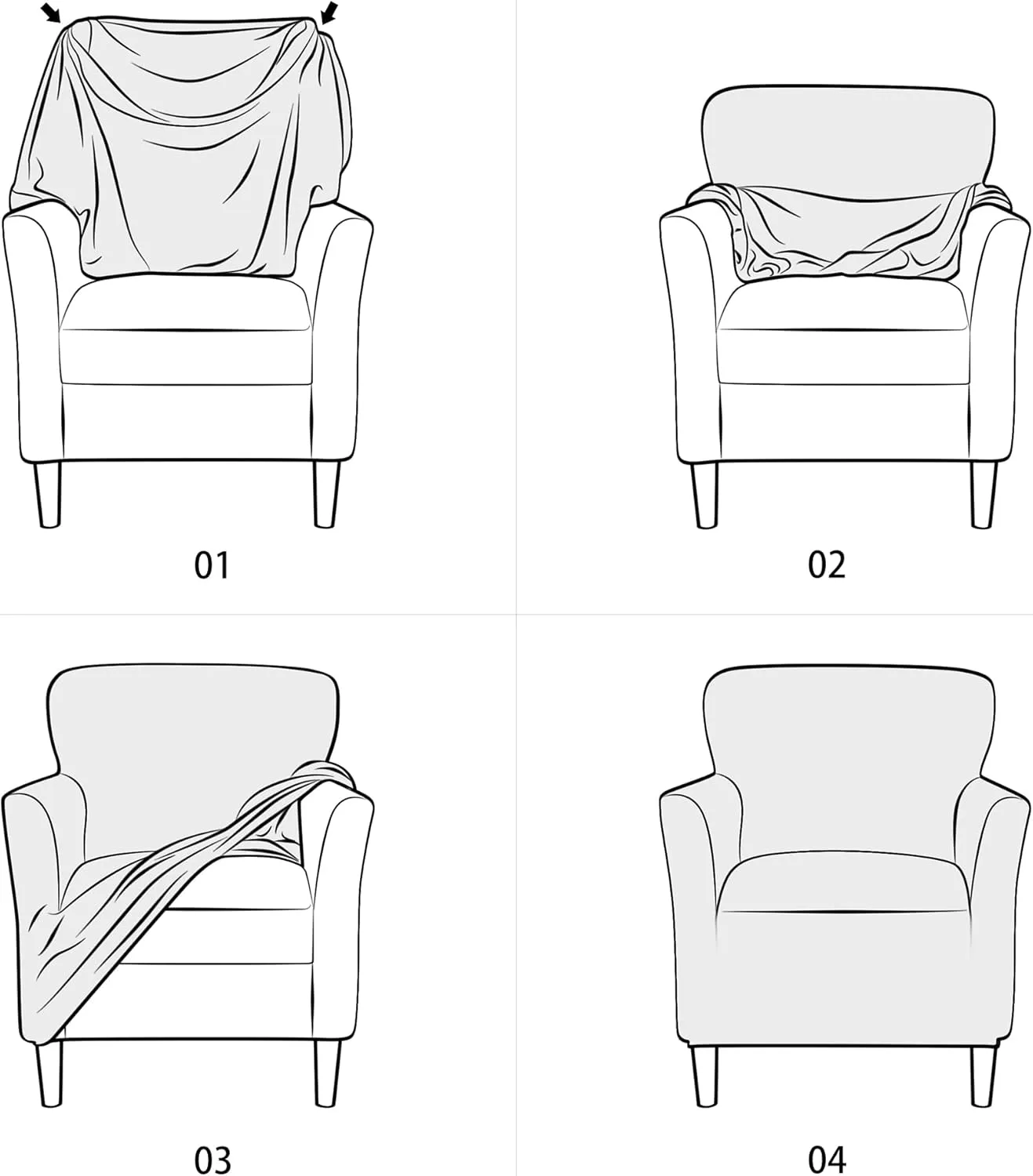 LiveGo Stretch Mid Century Modern Armchair Slipcover 1-Piece Jacquard Accent Chair Covers with Arms Soft Waterproof Chair Slipcovers for Living Room Furniture Protector Office Reception Reading