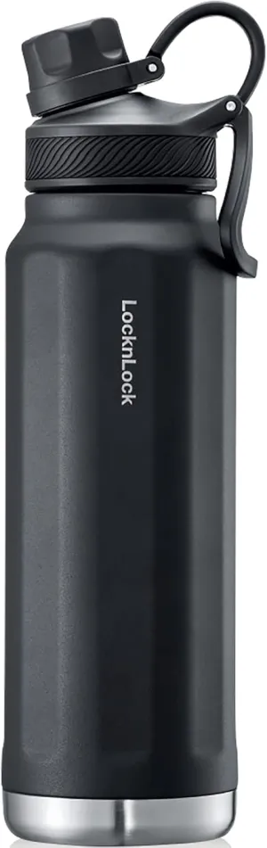 LocknLock Trek Bottle Stainless Steel Double Wall Insulated, 32 oz, Black