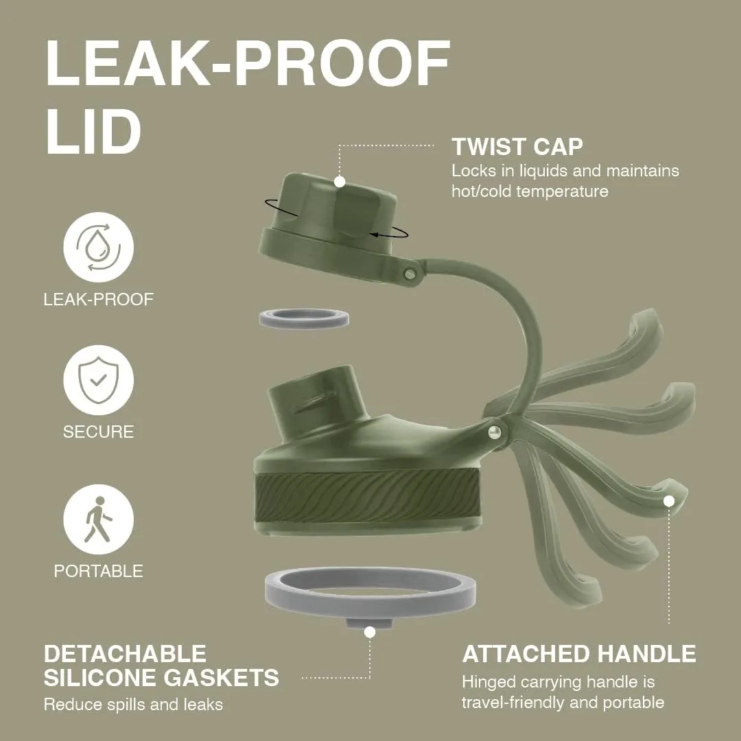 LocknLock Trek Bottle Stainless Steel Double Wall Insulated, 32 oz, Olive Green