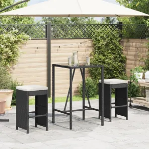 Lounging Chair Camping Chair Beach Chair Lounge Chair - Patio Bar Stools with Cushions 2 pcs Black Poly Rattan for Terrace Park Outside Garden