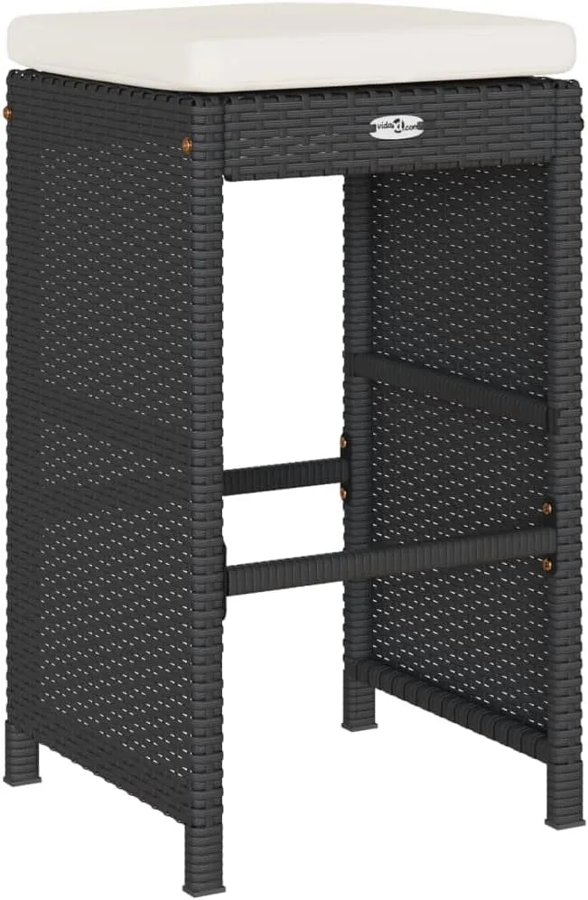 Lounging Chair Camping Chair Beach Chair Lounge Chair - Patio Bar Stools with Cushions 2 pcs Black Poly Rattan for Terrace Park Outside Garden
