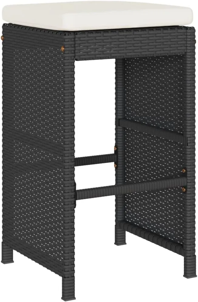 Lounging Chair Camping Chair Beach Chair Lounge Chair - Patio Bar Stools with Cushions 2 pcs Black Poly Rattan for Terrace Park Outside Garden