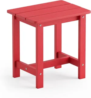 LUE BONA Outdoor Side Table, HDPS Small Adirondack End Table for Patio, Porch, Deck, Weather Resistant, Easy Maintenance, Indoor or Outdoor Use, Bright Red