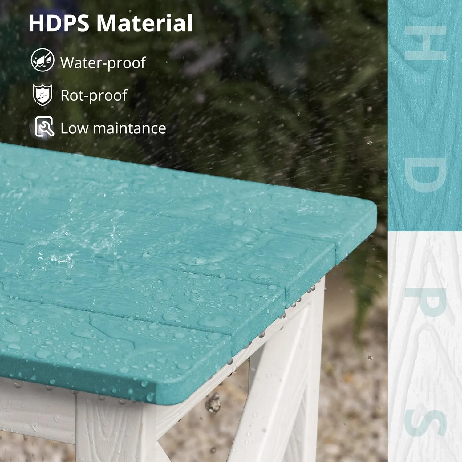LUE BONA Small Outdoor Side Table, HDPS Adirondack Patio End Table with 2 Tier for Porch, Pool, Garden, Weather Resistant, Indoor or Outdoor Use, Blue Turquoise