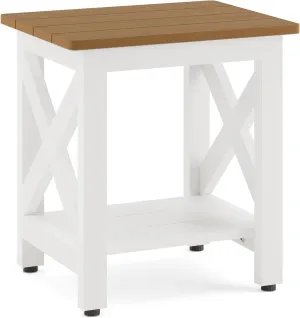 LUE BONA Small Outdoor Side Table, HDPS Adirondack Patio End Table with 2 Tier for Porch, Pool, Garden, Weather Resistant, Indoor or Outdoor Use,Teak