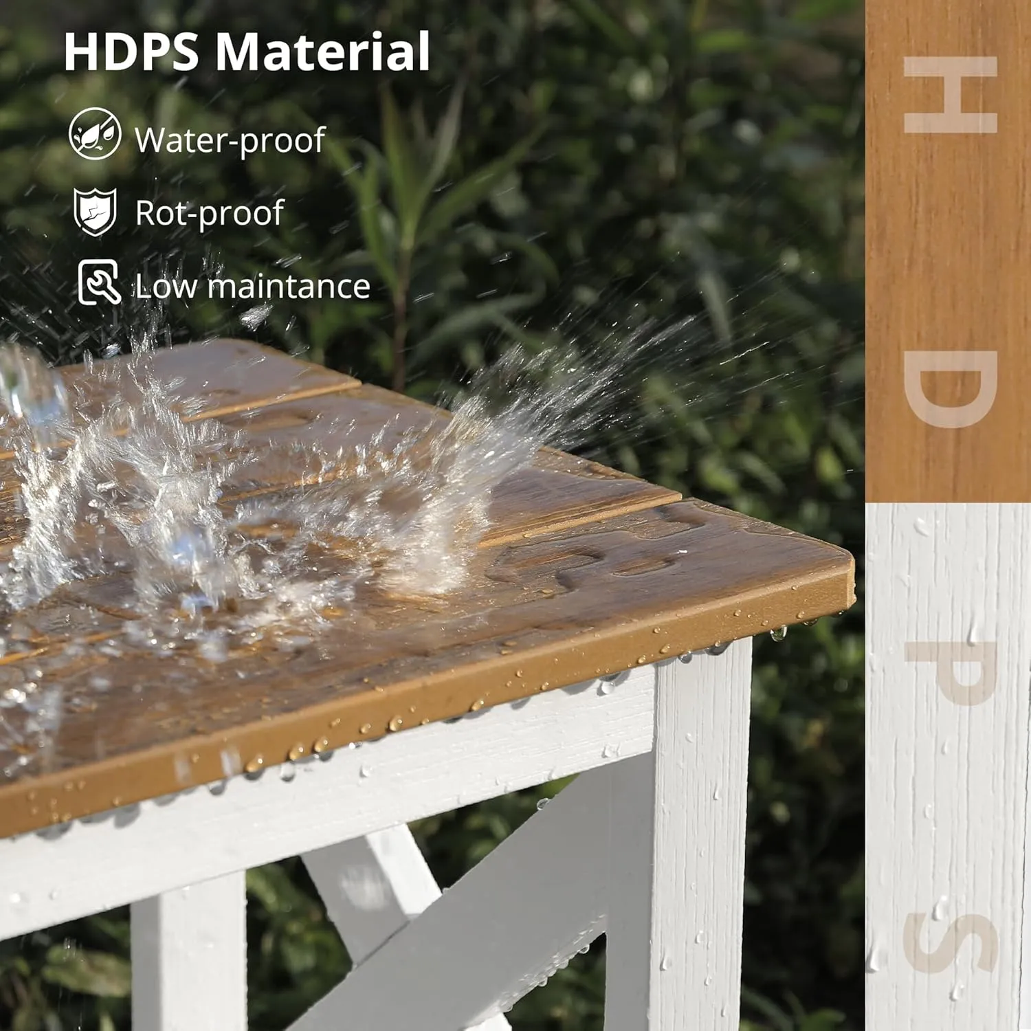LUE BONA Small Outdoor Side Table, HDPS Adirondack Patio End Table with 2 Tier for Porch, Pool, Garden, Weather Resistant, Indoor or Outdoor Use,Teak
