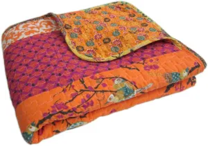 Lush Decor - Throw, Super Soft Reversible Quilted Blanket, Bohemian Bedding, Ideal for Bed, Couch, or Chair (Royal Empire Tangerine, 50" x 60")