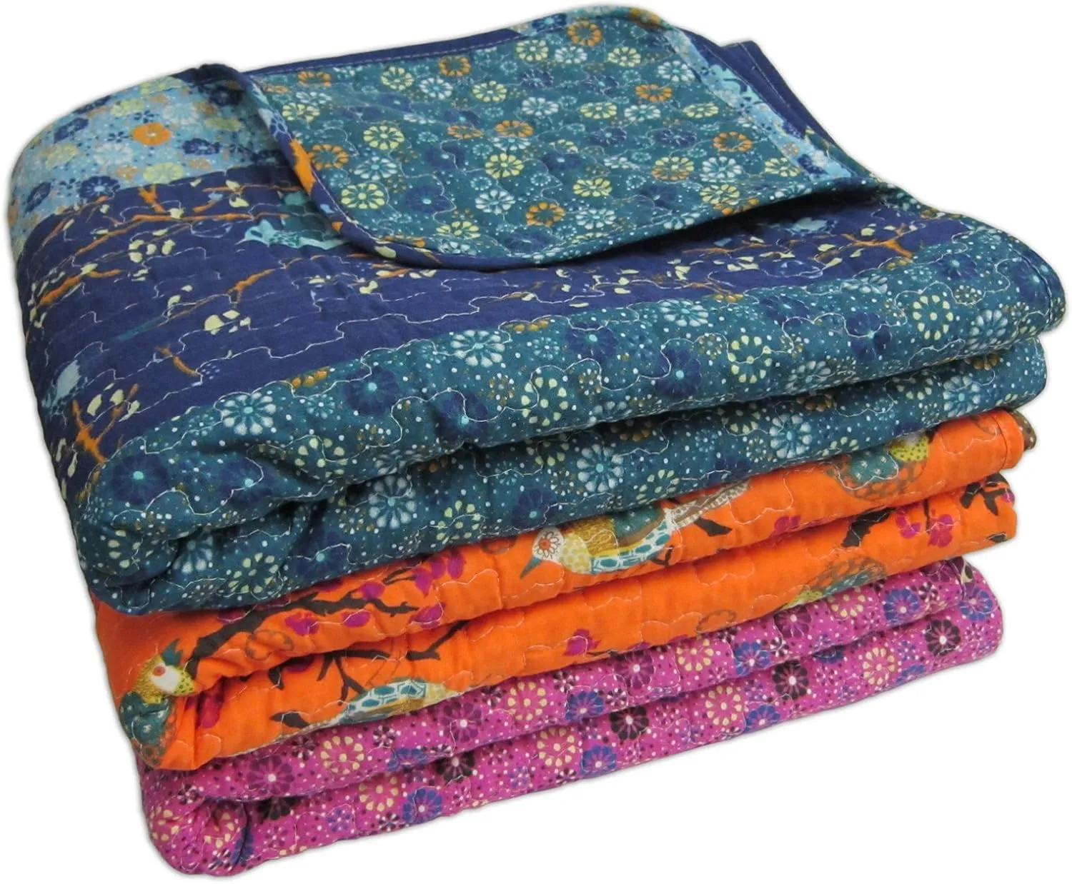 Lush Decor - Throw, Super Soft Reversible Quilted Blanket, Bohemian Bedding, Ideal for Bed, Couch, or Chair (Royal Empire Tangerine, 50" x 60")