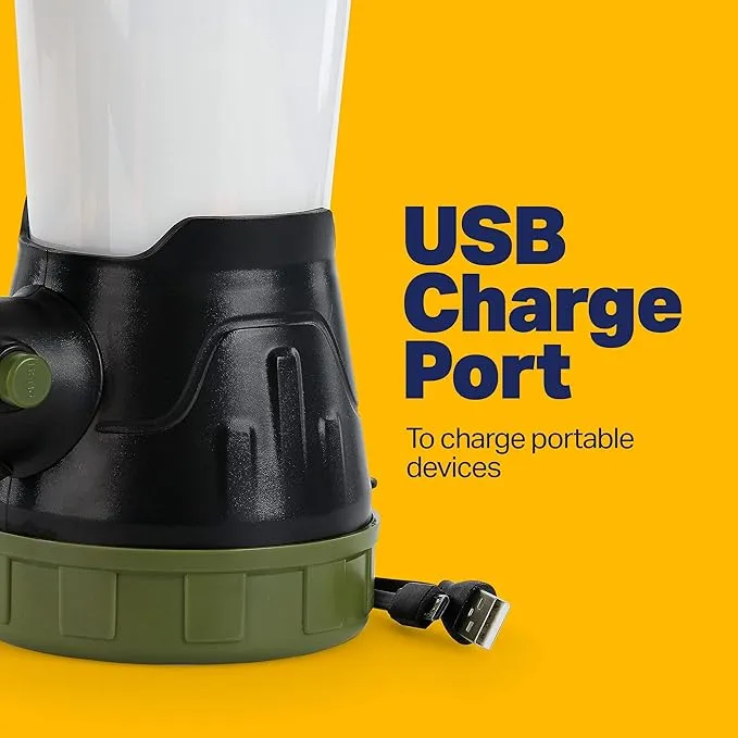 LUXPRO LP1520 Rechargeable LED Multi-Mode 600 Lumen Spotlight Lantern, USB Cable, with Power Station