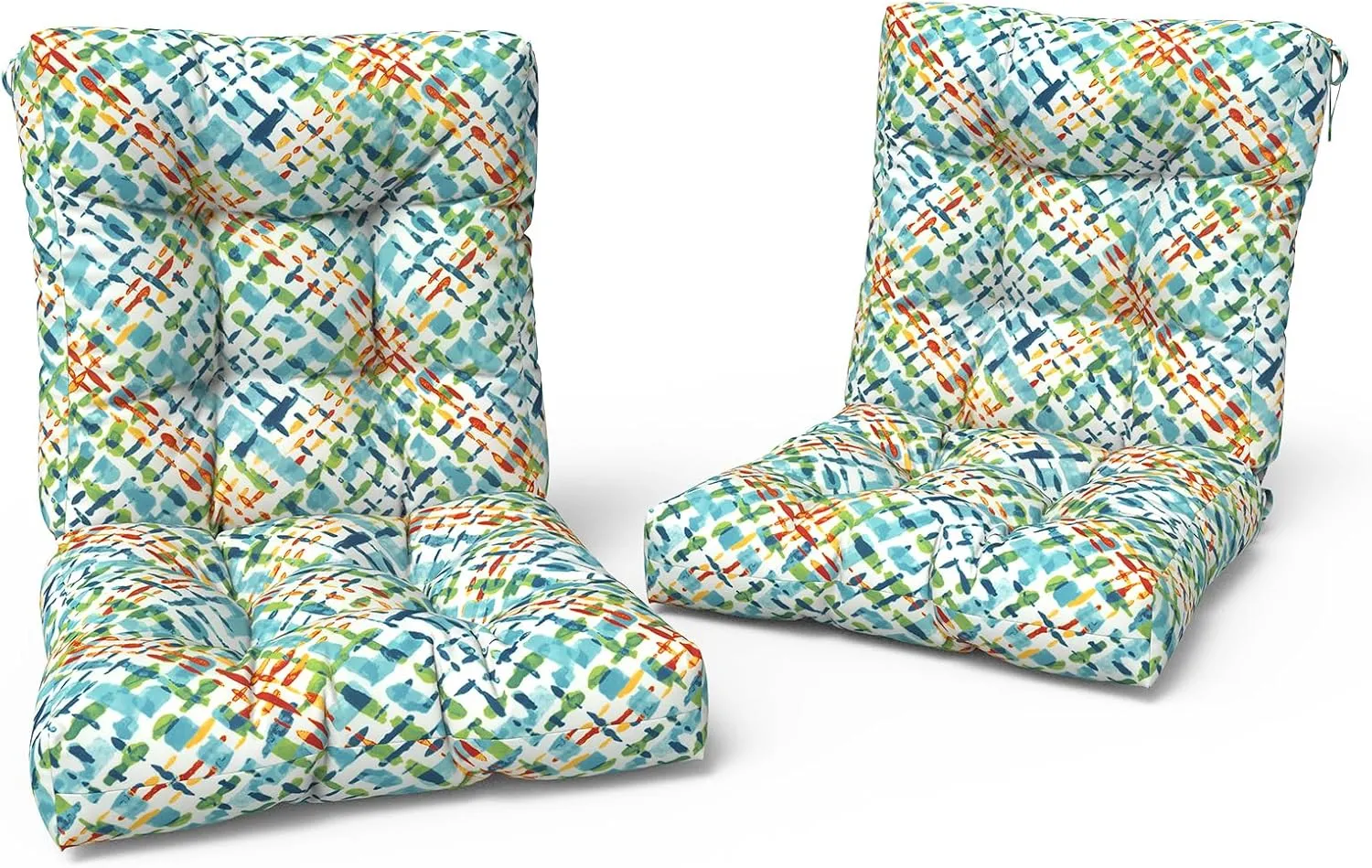 LVTXIII Outdoor Tufted Low Back Cushions Set of 2 Patio Seasonal Replacement Rocking Chair Cushion with Ties, Solid Seat and Back Chair Cushion, 42 L x 21W, Acapa Opal Geometric