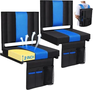 M KARMATER Stadium Seat,Portable Stadium seat Cushion with Back Support,Padded Folding Comfort Stadium Chair with Shoulder Strap,Bleacher Chairs Perfect for Sports Events