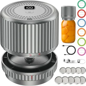 M12 Auto Stop Electric Mason Jar Vacuum Sealer - 2024 Upgrade Smart Jar Vacuum Sealer for Mason Jars with Wide and Regular Mouth Canning Jar Lids Portable Mason Jar Sealer Machine Kit