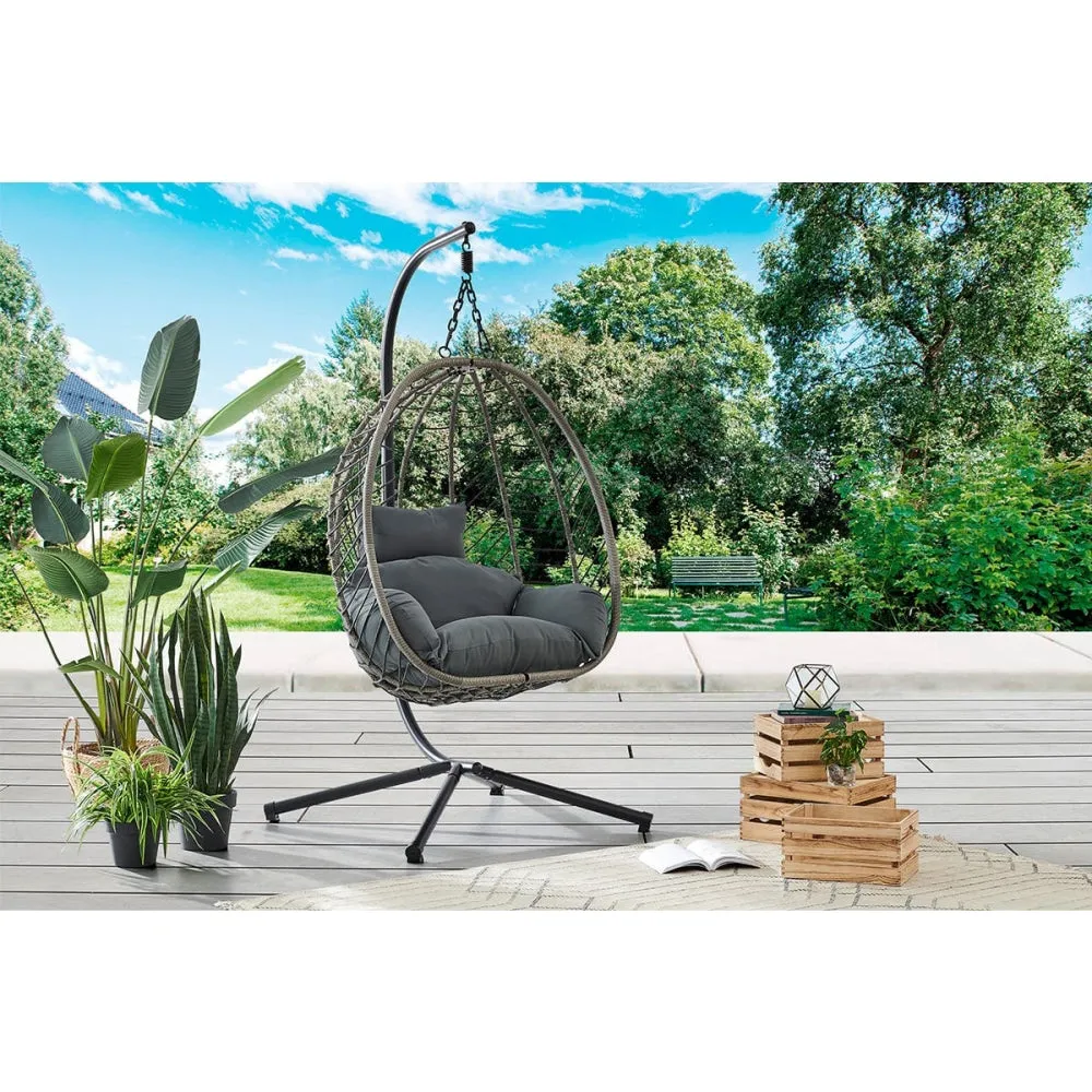 Mackenzie Outdoor Furniture Relaxing Lounge Egg Patio Chair - Grey/ Grey