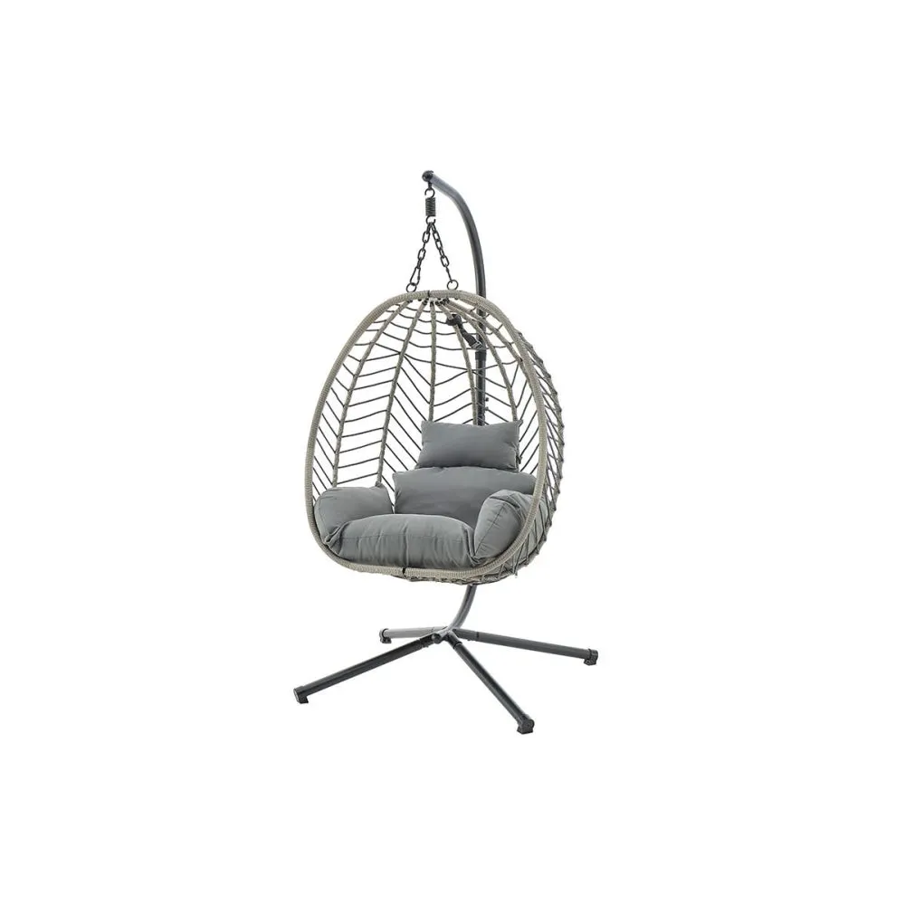 Mackenzie Outdoor Furniture Relaxing Lounge Egg Patio Chair - Grey/ Grey