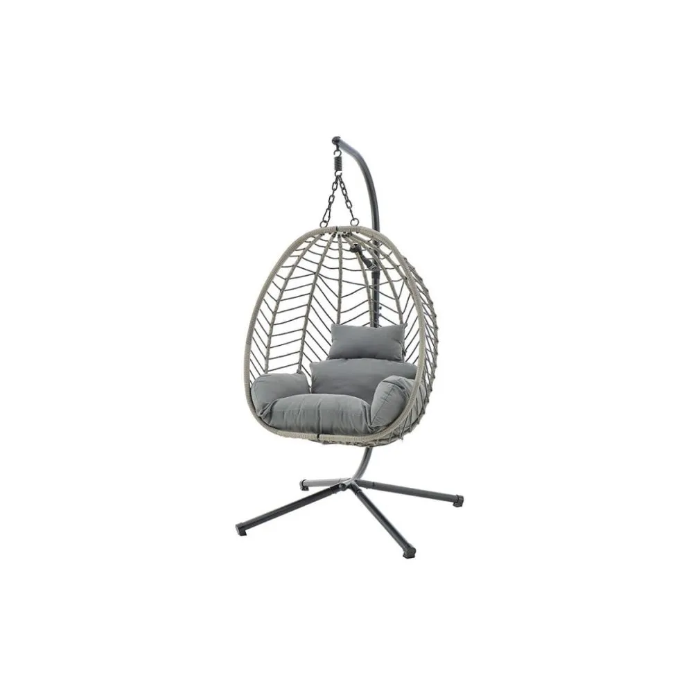 Mackenzie Outdoor Furniture Relaxing Lounge Egg Patio Chair - Grey/ Grey