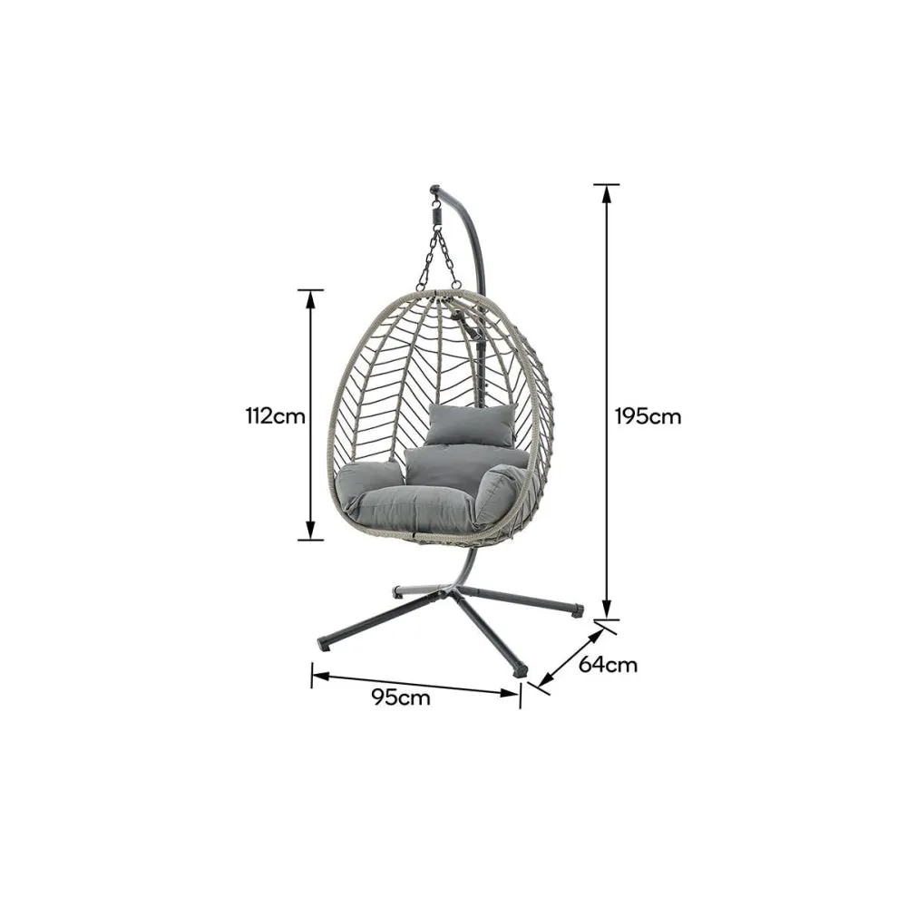 Mackenzie Outdoor Furniture Relaxing Lounge Egg Patio Chair - Grey/ Grey