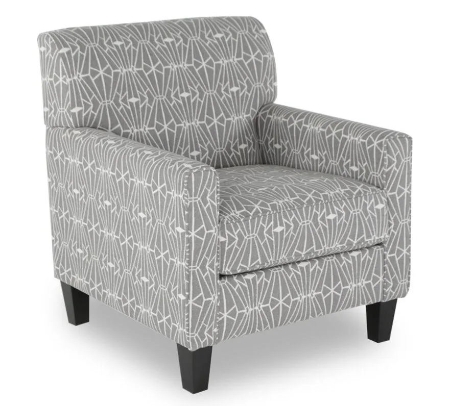 Made in Canada Cindy Crawford Home Kylie 30" Linen-Look Fabric Accent Chair - Charcoal Emblem | Fauteuil d’appoint Kylie de Cindy Crawford Home de 30 po fabriqué au Canada en tissu d’apparence lin - emblème anthracite