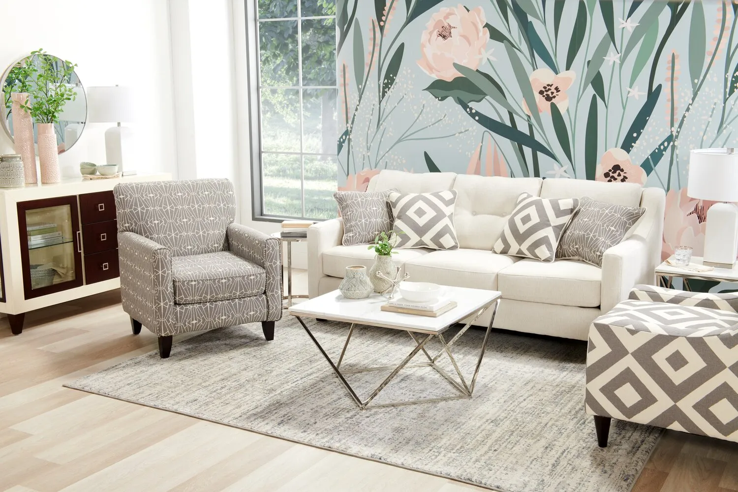 Made in Canada Cindy Crawford Home Kylie 32" Linen-Look Fabric Accent Chair - Charcoal Square | Fauteuil d’appoint Kylie de Cindy Crawford Home de 32 po fabriqué au Canada en tissu d’apparence lin - carré anthracite