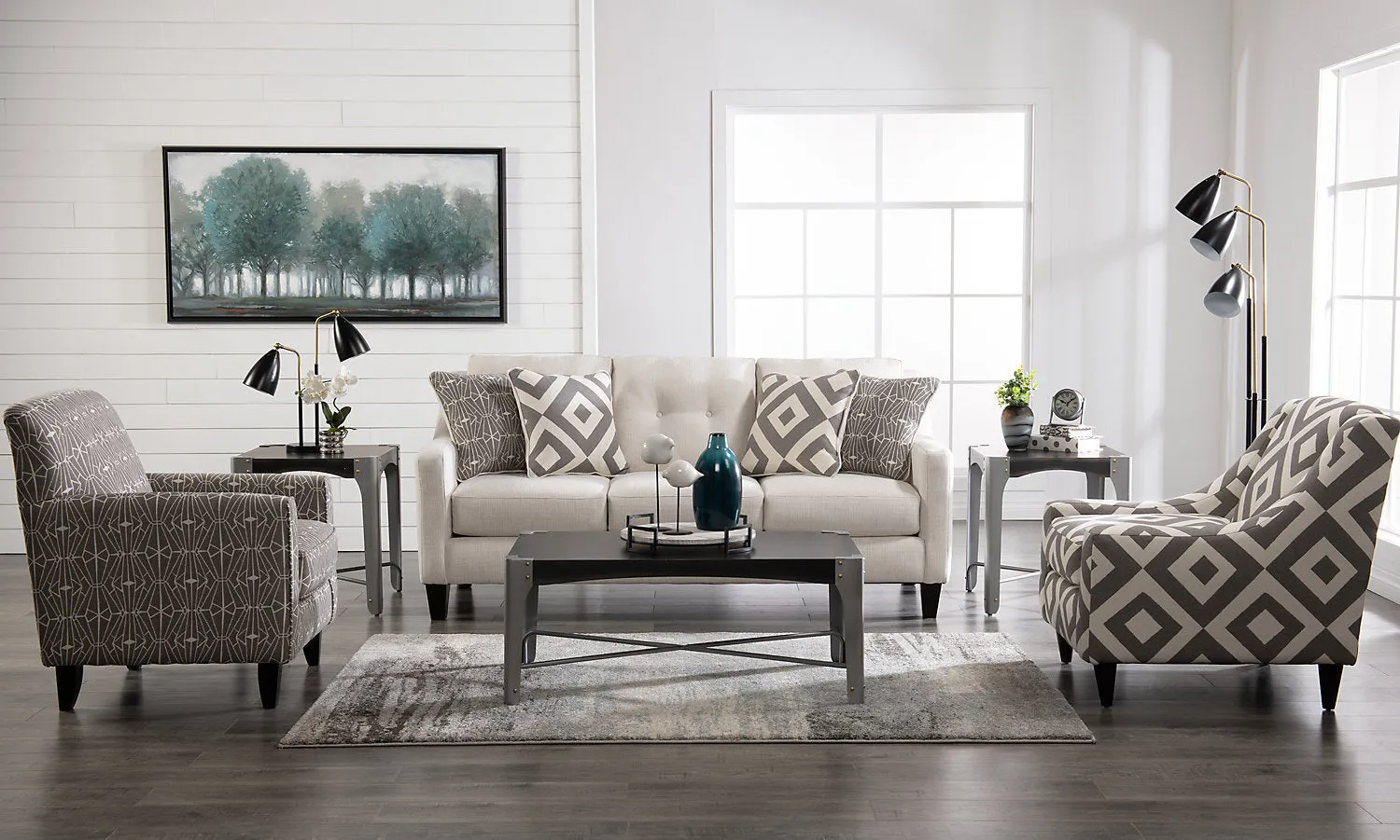 Made in Canada Cindy Crawford Home Kylie 32" Linen-Look Fabric Accent Chair - Charcoal Square | Fauteuil d’appoint Kylie de Cindy Crawford Home de 32 po fabriqué au Canada en tissu d’apparence lin - carré anthracite