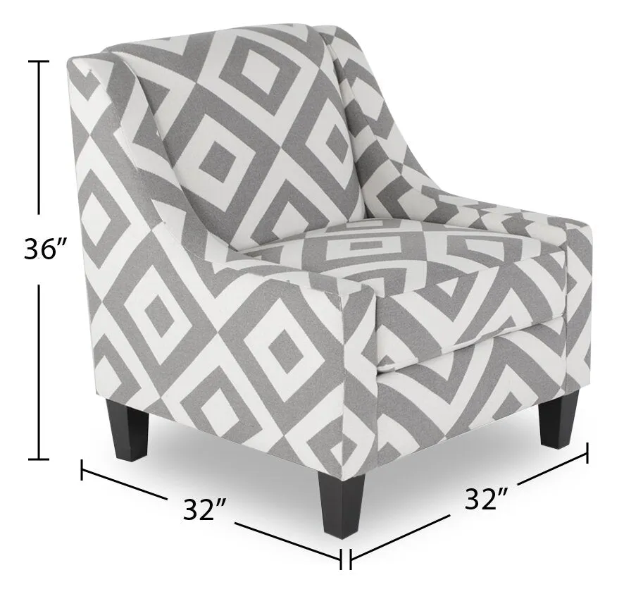 Made in Canada Cindy Crawford Home Kylie 32" Linen-Look Fabric Accent Chair - Charcoal Square | Fauteuil d’appoint Kylie de Cindy Crawford Home de 32 po fabriqué au Canada en tissu d’apparence lin - carré anthracite