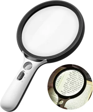 Magnifying Glass with Light Large, 20X 30X Handheld Illuminated Lighted Magnifier 24LED 1UV Light for Seniors, Reading, Coins, Jewelry, Close Work