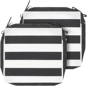 Magpie Fabrics Indoor Outdoor Cushion Cover Replacement 2 Pack, NO Insert! Water Repellent Slipcover with Ties Christmas Decor for Patio Garden Chair Seat Sofa Bench Wicker(Black White, 20x18x4 Inch)