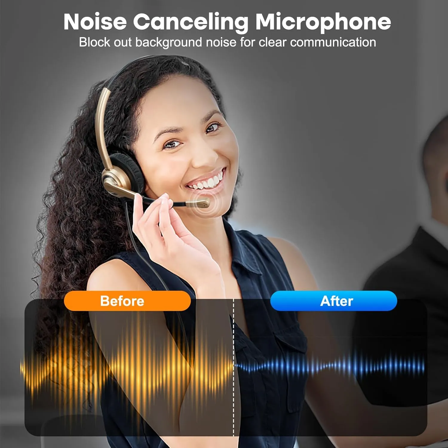 MAIRDI Telephone Headset with Microphone Noise Canceling, with RJ9 Jack & 3.5mm Connector for Office Call Center Deskphone PC Laptop, Work for Nortel Yealink Landline Phones Cisco 6851 6945 7841