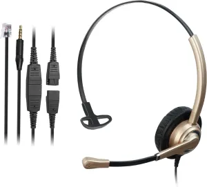 MAIRDI Telephone Headset with Microphone Noise Canceling, with RJ9 Jack & 3.5mm Connector for Office Call Center Deskphone PC Laptop, Work for Nortel Yealink Landline Phones Cisco 6851 6945 7841