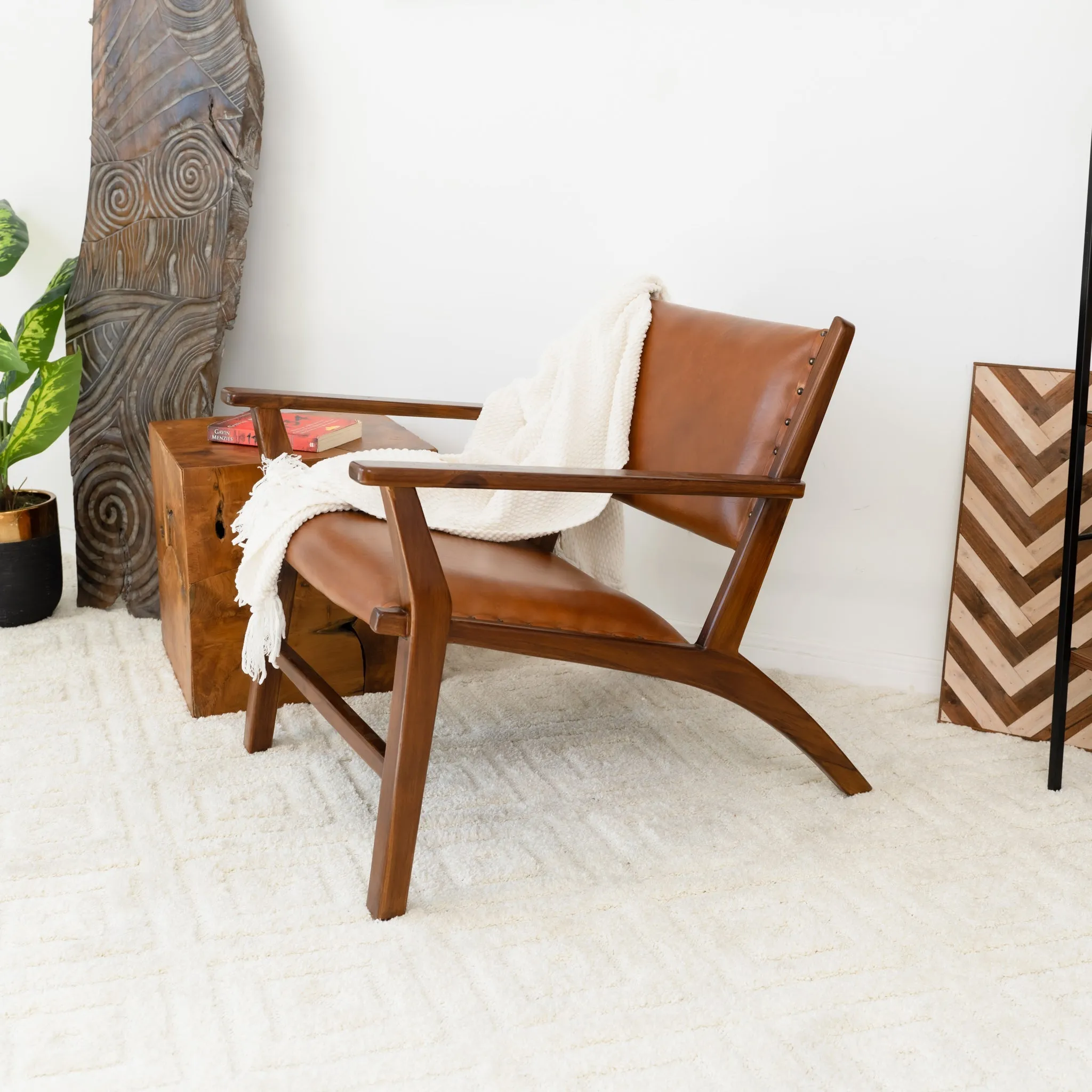 Malawi Tan Leather Arm Chair