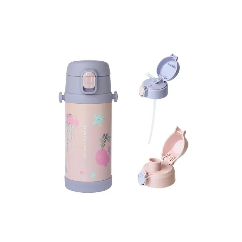 Marcus & Marcus - Straw & Spout Insulated Water Bottle, Pink