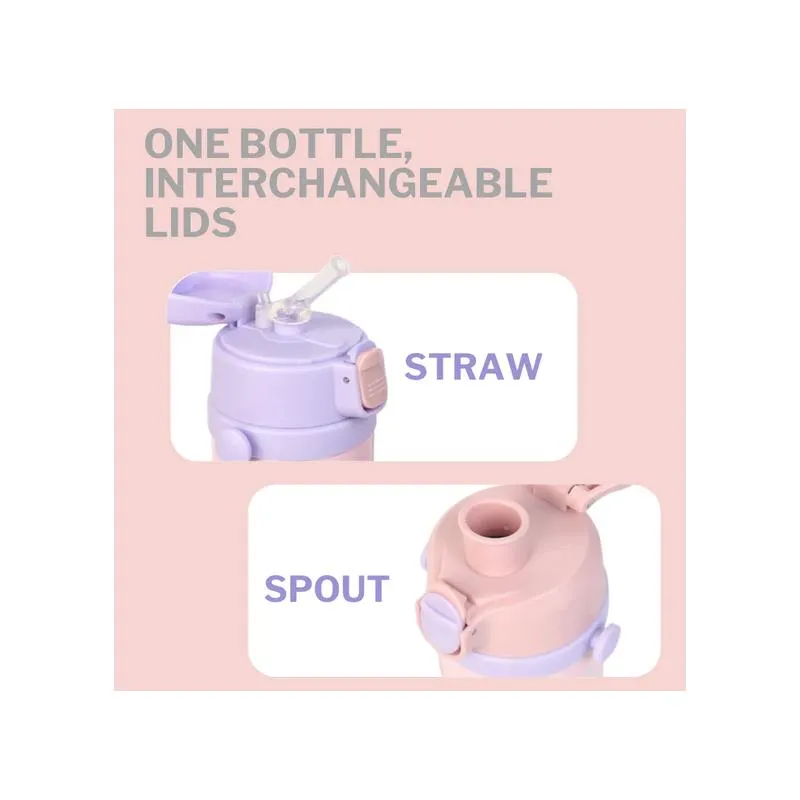 Marcus & Marcus - Straw & Spout Insulated Water Bottle, Pink