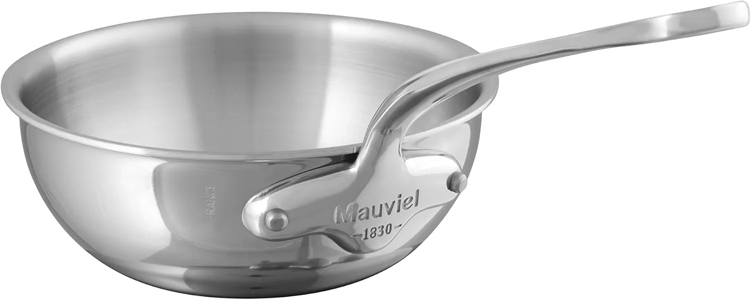 Mauviel M'Cook 5-Ply Polished Stainless Steel Chef Pan With Cast Stainless Steel Handle, 1.1-qt, Made In France