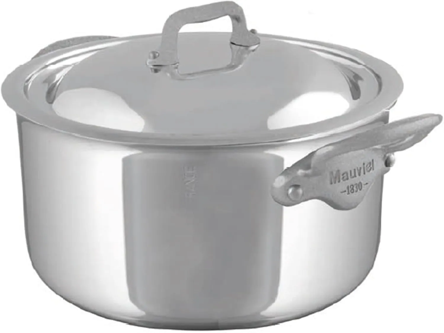 Mauviel M'Cook SB 5-Ply Stainless Steel Stewpan With Lid, And Brushed Cast Stainless Steel Handles, 6.1-Qt, Made In France