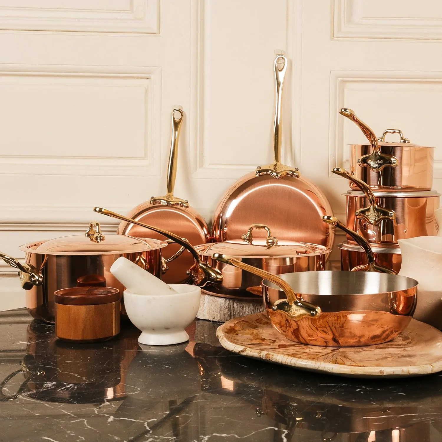 Mauviel M'Heritage 150 B 1.5mm Polished Copper & Stainless Steel Oval Pan With Brass Handle, 15.7-In, Made In France