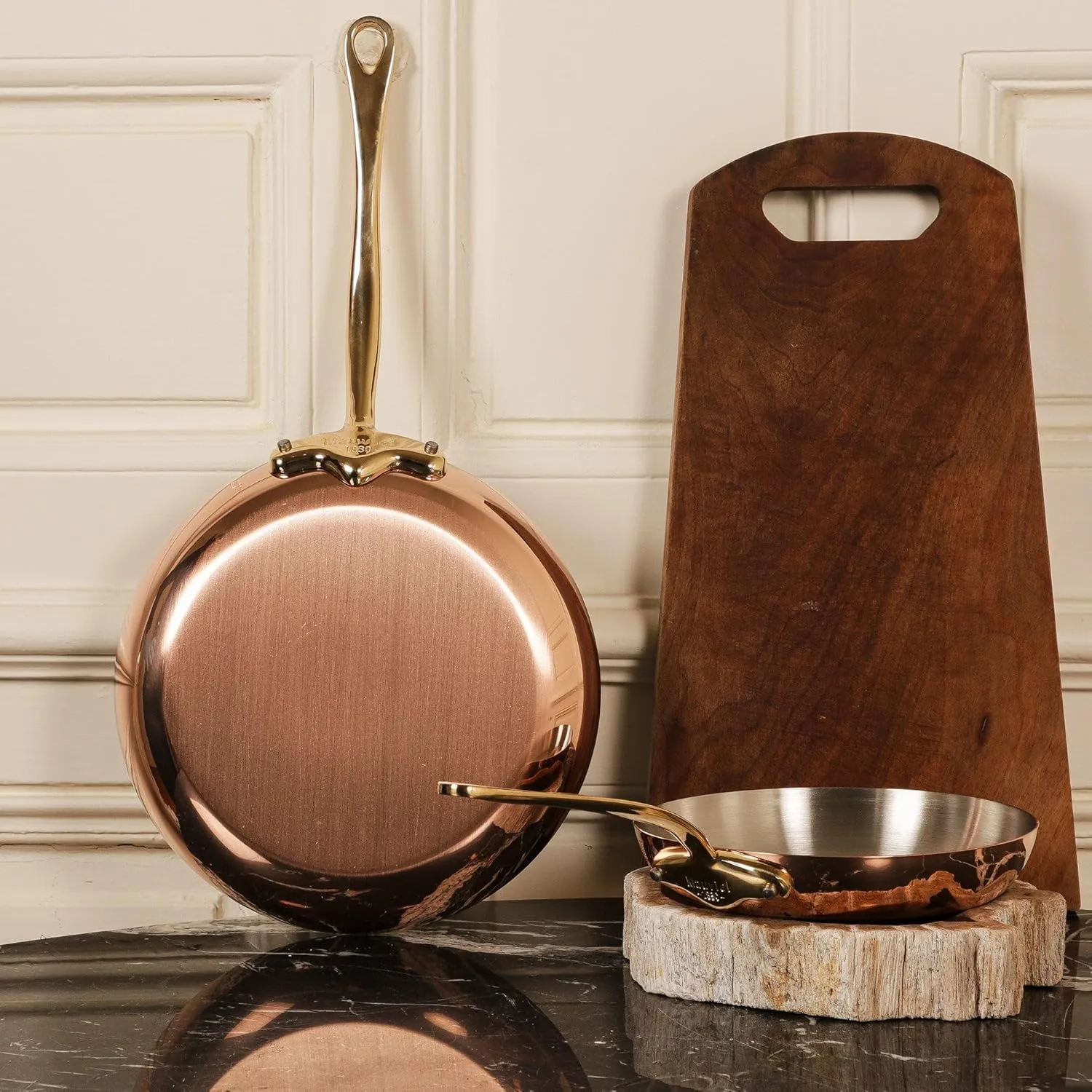 Mauviel M'Heritage 150 B 1.5mm Polished Copper & Stainless Steel Oval Pan With Brass Handle, 15.7-In, Made In France