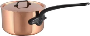 Mauviel M'Heritage M150CI 1.5mm Polished Copper & Stainless Steel Saucepan With Lid, And Cast Iron Handles, 3.4-qt, Made in France
