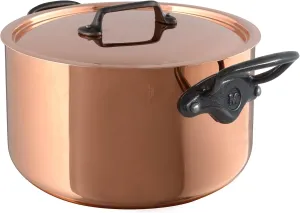 Mauviel M'Heritage M150CI 1.5mm Polished Copper & Stainless Steel Stewpan With Lid, And Cast Iron Handles, 5.7-qt, Made in France