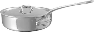 Mauviel M'Urban 4 Tri-Ply Polished Stainless Steel Saute Pan With Lid and Cast Stainless Steel Handle, 3.2-Qt, Made In France