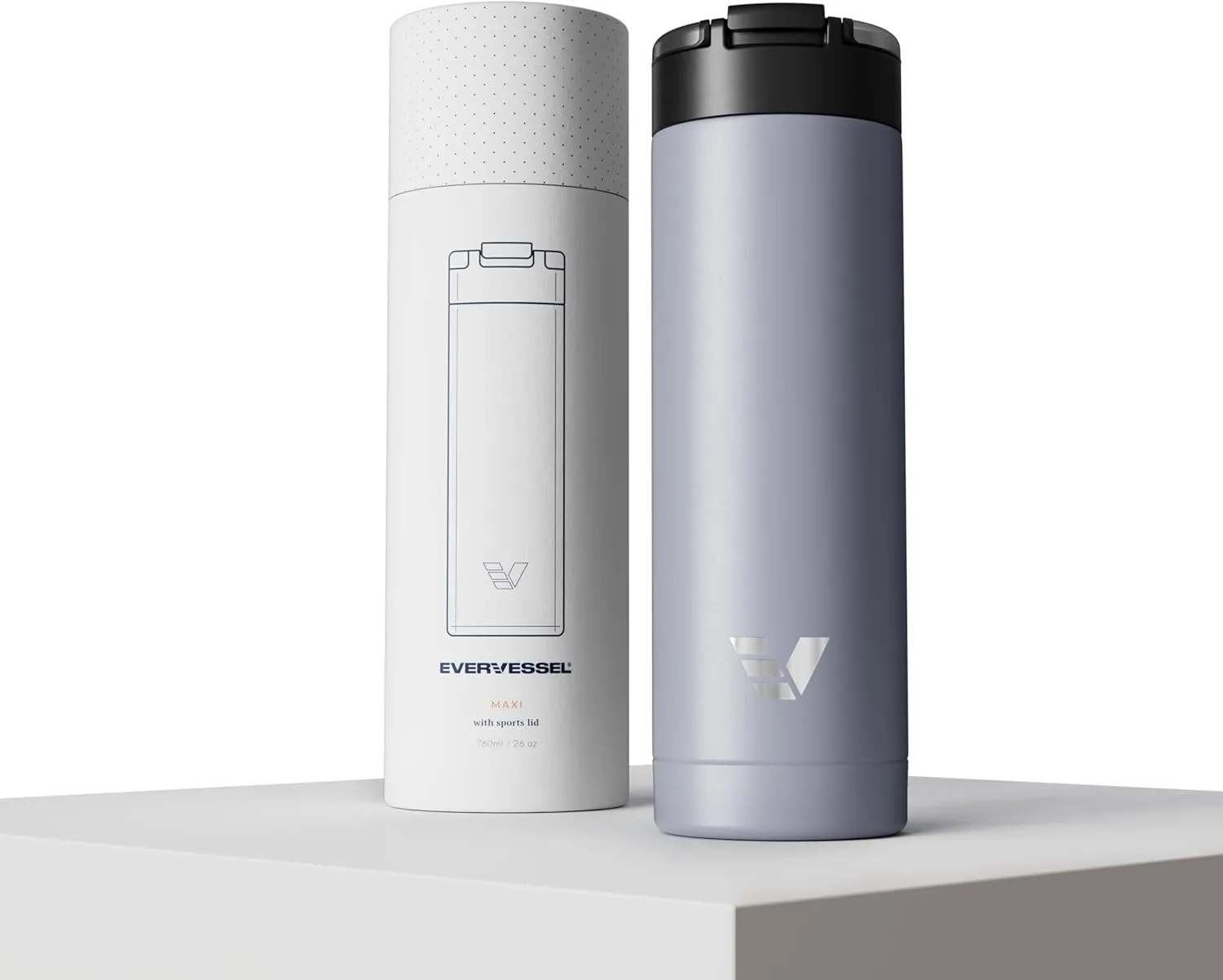 Maxi Stainless Steel Water Bottle 26oz - Double wall vacuum insulated | Integrated carry handle | leak proof flip top lid | Lightweight & stylish - Lilac