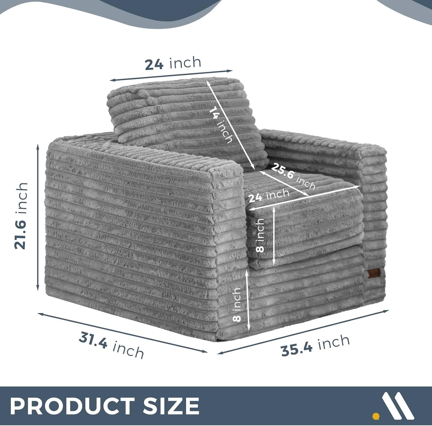 MAXYOYO Giant Bean Bag Chair for Adults, Upholstered Floor Sofa with Pillows and Armrests, Large Bean Bag Sofa Plush Chair Bean Bag Couch for Bedroom Living Room, Dark Grey