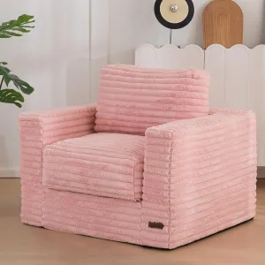 MAXYOYO Giant Bean Bag Chair for Adults, Upholstered Floor Sofa with Pillows and Armrests, Large Bean Bag Sofa Plush Chair Bean Bag Couch for Bedroom Living Room, Pink