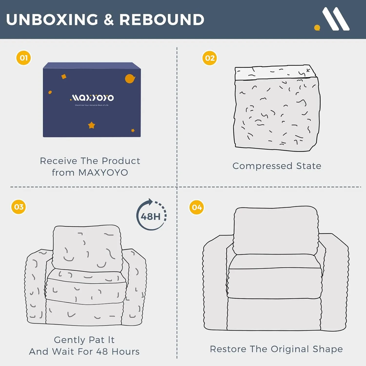 MAXYOYO Giant Bean Bag Chair for Adults, Upholstered Floor Sofa with Pillows and Armrests, Large Bean Bag Sofa Plush Chair Bean Bag Couch for Bedroom Living Room, White