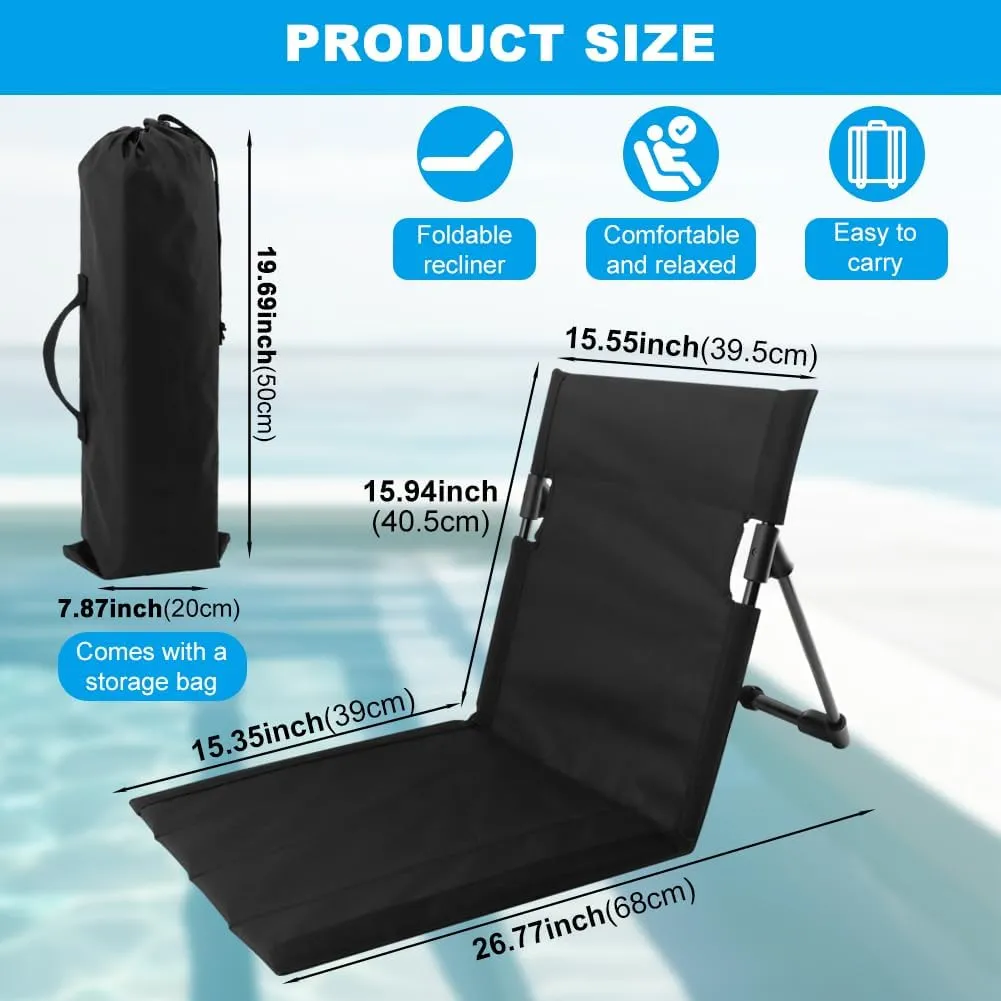 MAYIT Foldable Pool Chair Portable Poolside Chairs Folding Chairs for Edge of Pool with Back Support Easy to Carry for Beaches Picnic Camping Sporting Events Tailgating (Black)