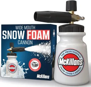 McKillans Foam Cannon for Pressure Washer (Wide Mouth) - Car Wash Snow Foam Cannon Lance Pressure Washer Soap Dispenser for Car Washing with Adjustable Thick Foam   1/4 Quick Connector