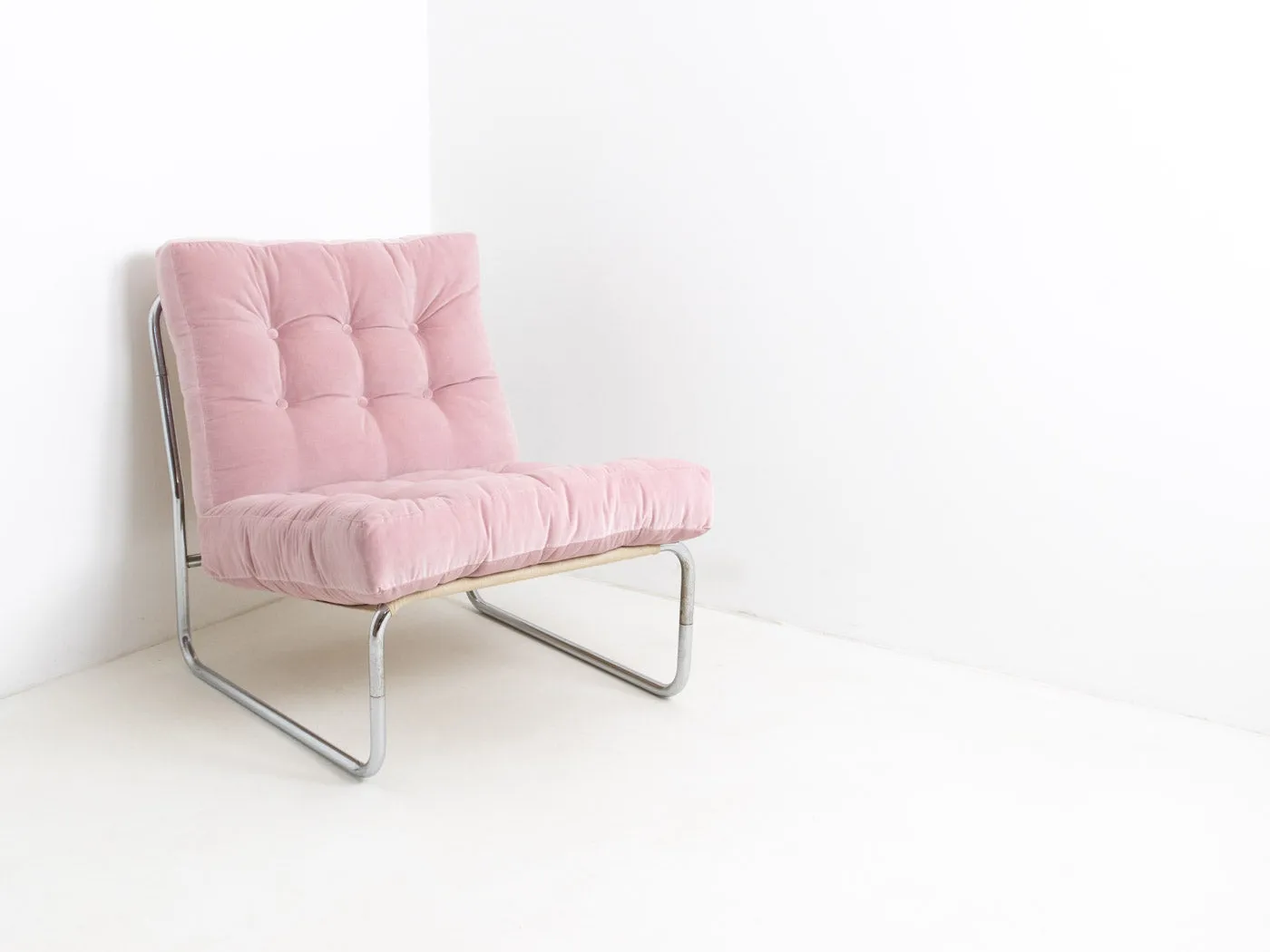 MCM Pink Velvet Lounge Chair