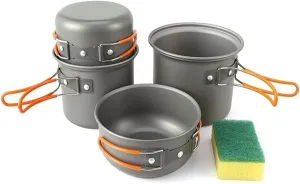 MDybf Light Portable Aluminum Alloy Outdoor Camping Cookware Outdoor Hiking Picnic Cooking Utensils 1-2 People Combination Pot (Color : Orange)