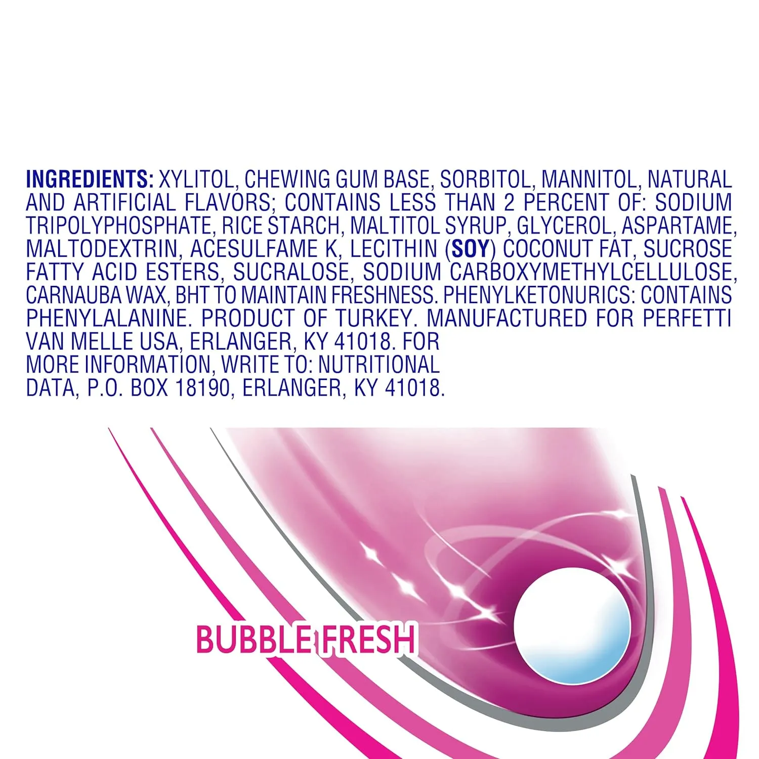 Mentos Always White Bubble Fresh Sugar Free Gum with Xylitol Sweetener, 100 Count Bottle, 4 Bottles