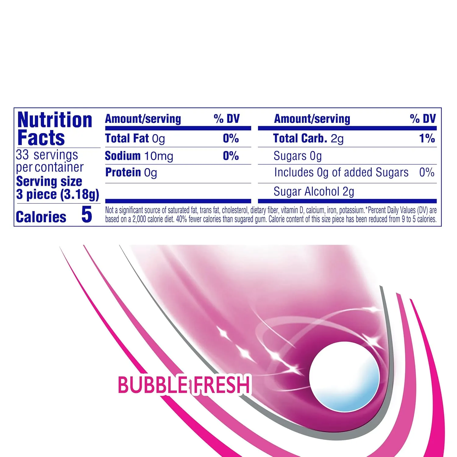 Mentos Always White Bubble Fresh Sugar Free Gum with Xylitol Sweetener, 100 Count Bottle, 4 Bottles