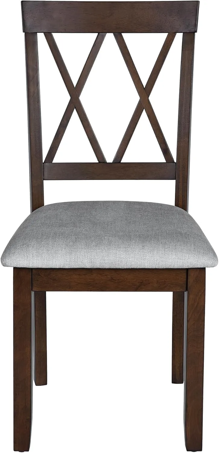 Merax Farmhouse Wooden Dining Set of 5, 29"- 45" Extendable Dining Table with Drop Leaf, 4 Upholstered Chairs for Kitchen,Space Saving, Brown