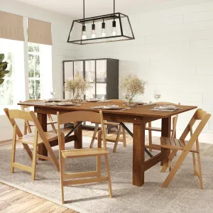 Merrick Lane Nathan Folding Solid Wood Dining Chair, Luxurious Curved Back, Versatile, Solid Beechwood Construction, Mortise & Tenon, Set of 2, Oak